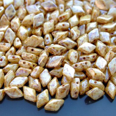 10g GemDuo Beads Opaque White Picasso Luster Michael's UK Jewellery