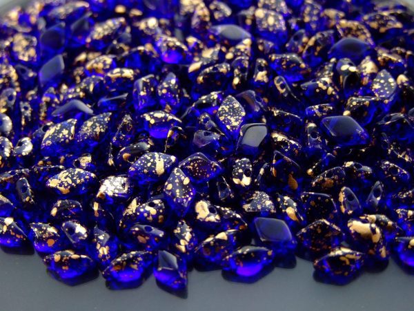 10g GemDuo Beads Transparent Cobalt  Gold Splash Michael's UK Jewellery