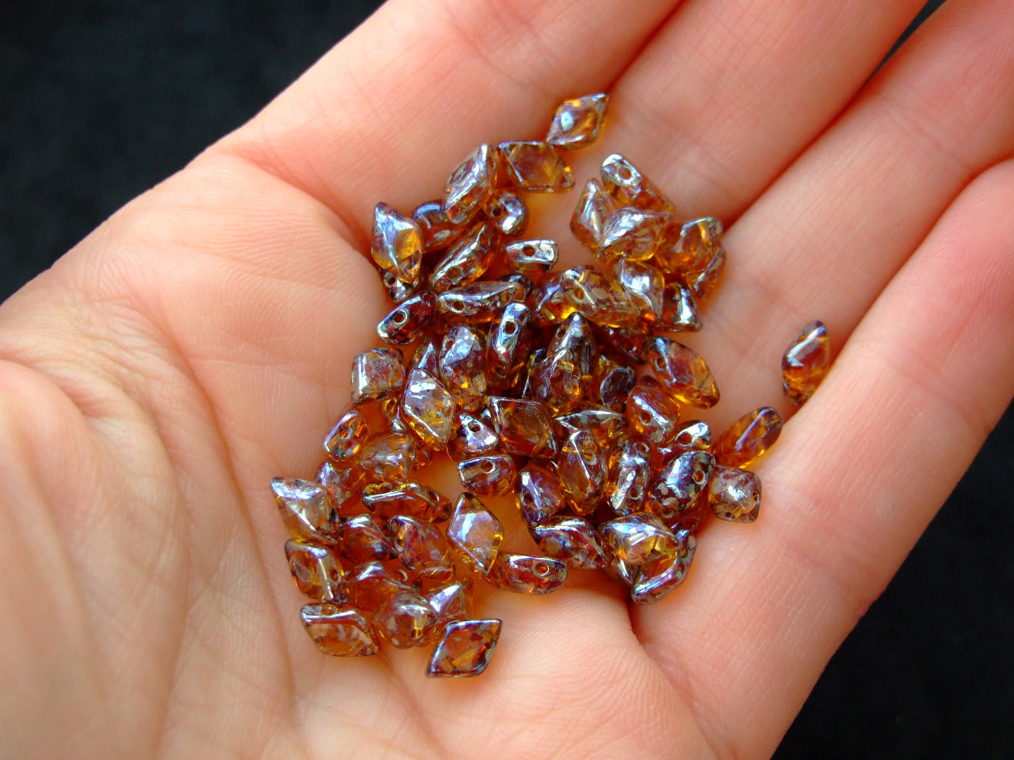 10g GemDuo Beads Transparent Medium Topaz Rembrandt Michael's UK Jewellery