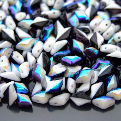 10g GemDuo Duets Beads Black Jet Chalk White AB Michael's UK Jewellery