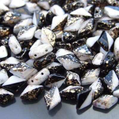 10g GemDuo Duets Beads Black Jet Chalk White Gold Splash Michael's UK Jewellery