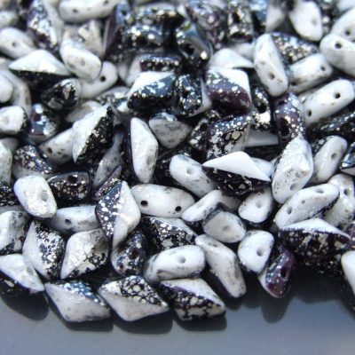 10g GemDuo Duets Beads Black Jet Chalk White Silver Splash Michael's UK Jewellery