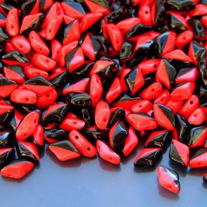 10g GemDuo Duets Beads Black Jet Opaque Red Michael's UK Jewellery