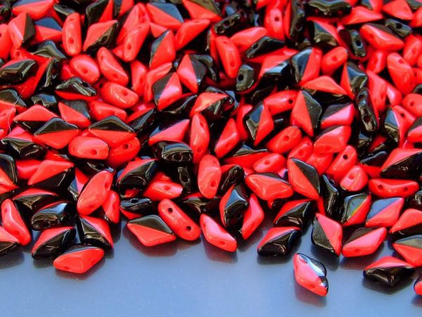 10g GemDuo Duets Beads Black Jet Opaque Red Michael's UK Jewellery