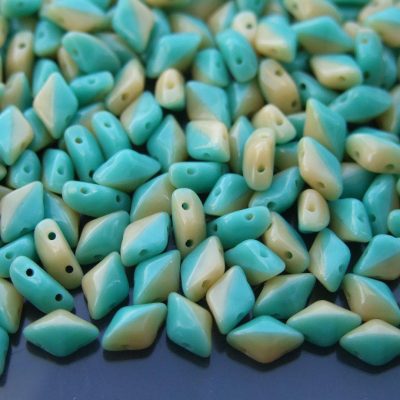 10g GemDuo Duets Beads Green Turquoise Ivory Opaque Michael's UK Jewellery