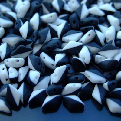 10g GemDuo Duets Beads Opaque Jet Black White Matt Michael's UK Jewellery