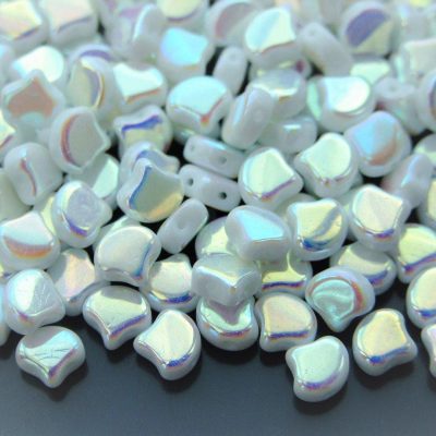 10g Ginko Duo Beads Opaque White Double Sided AB Michael's UK Jewellery