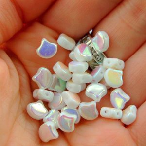 10g Ginko Duo Beads Opaque White Double Sided AB Michael's UK Jewellery