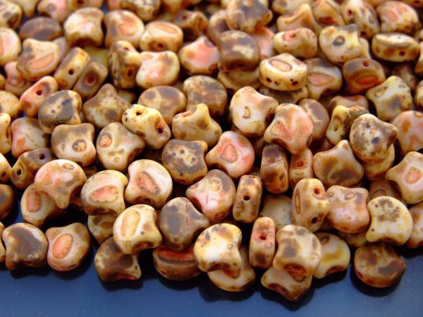 10g Ginko Duo Beads Opaque White Picasso Matte Michael's UK Jewellery
