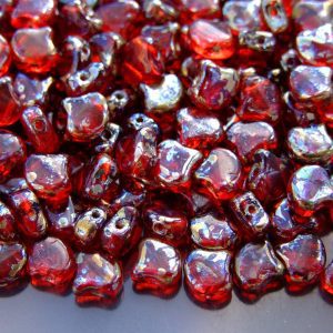 10g Ginko Duo Beads Transparent Siam Ruby Rembrandt Michael's UK Jewellery