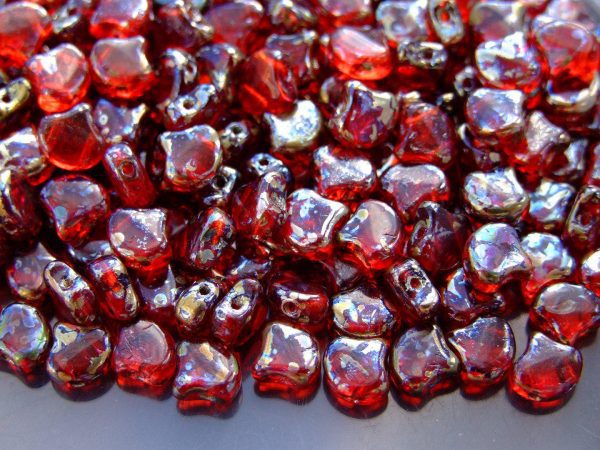10g Ginko Duo Beads Transparent Siam Ruby Rembrandt Michael's UK Jewellery