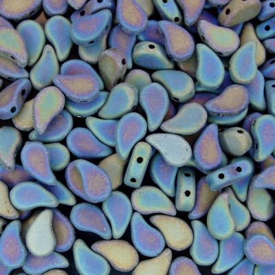 10g Matubo Paisley Duo FlatDuo Beads 2 Hole Beads Jet Blue Iris Matt Michael's UK Jewellery