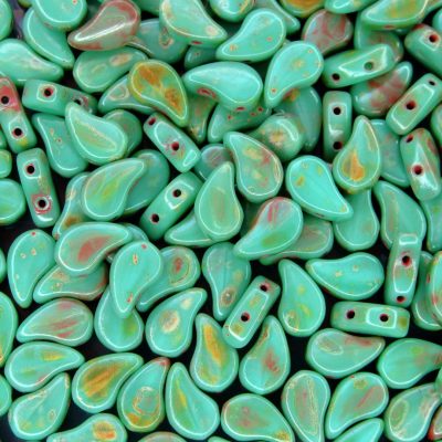 10g Matubo Paisley Duo FlatDuo Beads 2 Hole Beads Turquoise Green Travertine Dark Michael's UK Jewellery