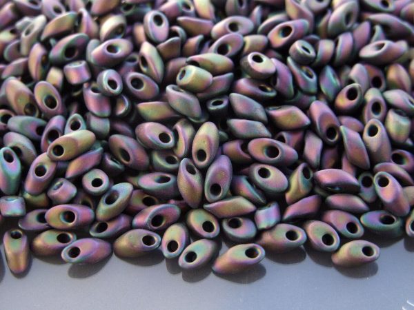 10g Miyuki Long Magatama 4x7mm Beads Gunmetal Rainbow Frosted AB Michael's UK Jewellery