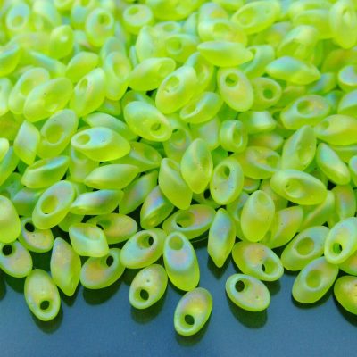 10g Miyuki Long Magatama 4x7mm Beads Matte Transparent Chartreuse AB Michael's UK Jewellery