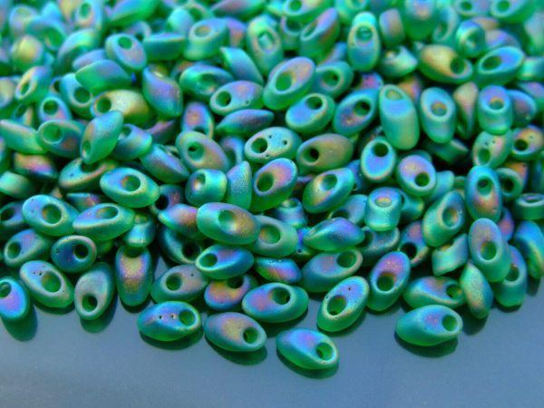 10g Miyuki Long Magatama 4x7mm Beads Matte Transparent Green AB Michael's UK Jewellery