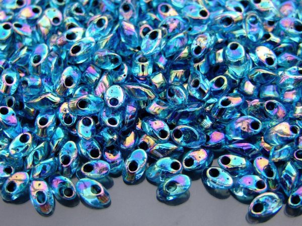10g Miyuki Long Magatama 4x7mm Beads Noir Lined Aquamarine AB Michael's UK Jewellery