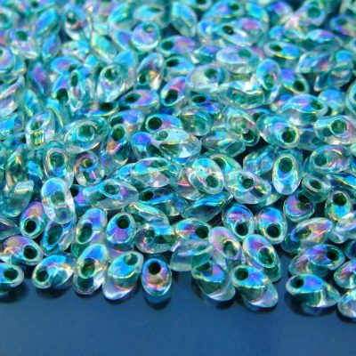 10g Miyuki Long Magatama 4x7mm Beads Olivine Green Lined Crystal AB Michael's UK Jewellery