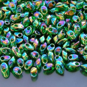 10g Miyuki Long Magatama 4x7mm Beads Transparent Green Luster AB Michael's UK Jewellery
