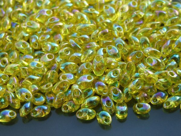 10g Miyuki Long Magatama 4x7mm Beads Transparent Rainbow Yellow Michael's UK Jewellery