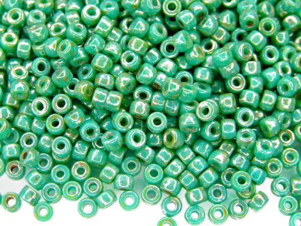 10g Opaque Green Turquoise Silver Picasso MATUBO Seed Beads 6/0 4mm Michael's UK Jewellery