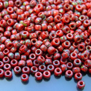 10g Opaque Red Picasso MATUBO Seed Beads 6/0 4mm Michael's UK Jewellery