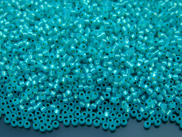TOHO Seed Beads PF2104 PermaFinish Silver Lined Milky Teal 11/0 beads mouse