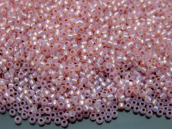 TOHO Seed Beads PF2105 PermaFinish Silver Lined Milky Baby Pink 11/0 beads mouse
