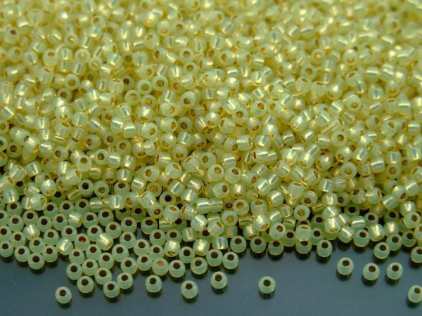 TOHO Seed Beads PF2109 PermaFinish Silver Lined Milky Jonquil 11/0 beads mouse