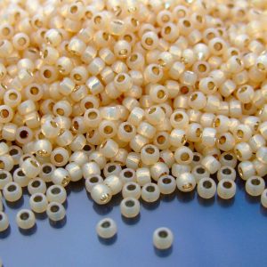 TOHO Seed Beads PF2110 PermaFinish Silver Lined Milky Light Topaz 8/0 beads mouse