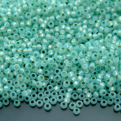 TOHO Seed Beads PF2118 PermaFinish Silver Lined Milky Light Peridot 11/0 beads mouse