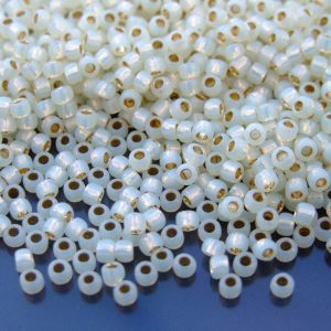 TOHO Seed Beads PF2125 PermaFinish Silver Lined Milky Light Jonquil 8/0 beads mouse