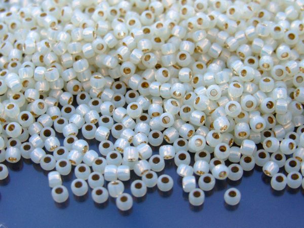 TOHO Seed Beads PF2125 PermaFinish Silver Lined Milky Light Jonquil 8/0 beads mouse