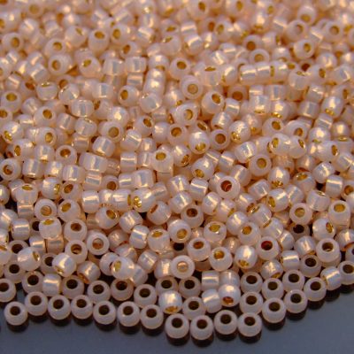 TOHO Seed Beads PF2126 PermaFinish Silver Lined Milky Peachy Pink 8/0 beads mouse