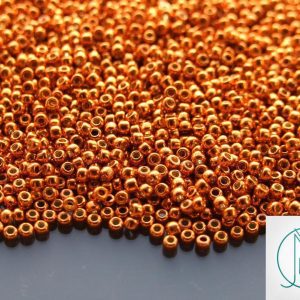 TOHO Seed Beads PF562 PermFinish Galvanized Saffron 11/0 beads mouse