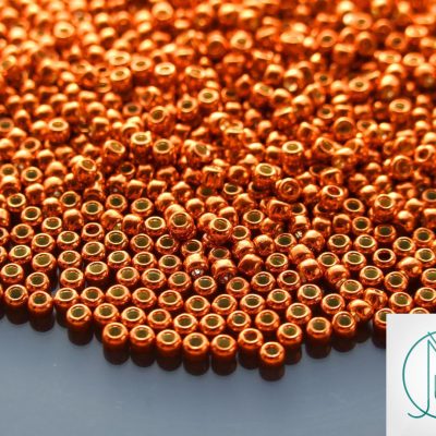 TOHO Seed Beads PF562 PermaFinish Galvanized Saffron 8/0 beads mouse
