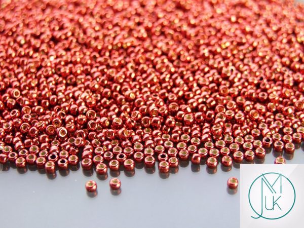 TOHO Seed Beads PF564 PermaFinish Galvanized Brick Red 11/0 beads mouse