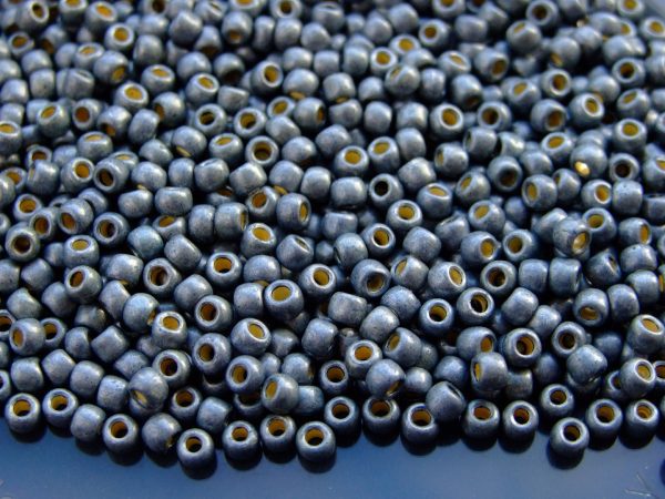 10g PF565F PermaFinish Galvanized Matte Blue Slate Toho Seed Beads 6/0 4mm Michael's UK Jewellery