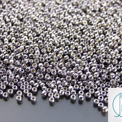 TOHO Seed Beads PF568 PermaFinish Galvanized Gunmetal Grey 11/0 beads mouse