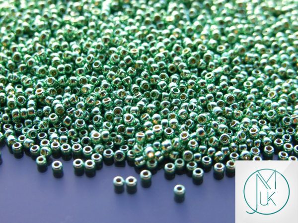 TOHO Seed Beads PF570 PermaFinish Galvanized Mint Green 11/0 beads mouse