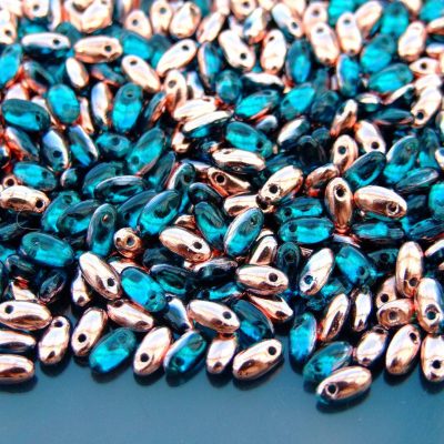 RIZO Czech Pressed Beads Aquamarine Capri Gold BEADS MOUSE