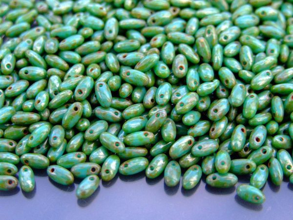 RIZO Czech Pressed Beads Jade Dark Picasso beads mouse