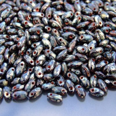 RIZO Czech Pressed Beads Jet Picasso beads mouse