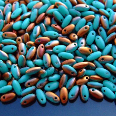 RIZO Czech Pressed Beads Matte Jade Sunset beads mouse