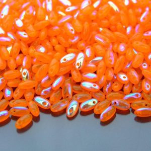 RIZO Czech Pressed Beads Opal Orange Multi AB beads mouse