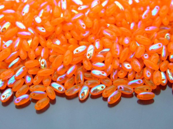 RIZO Czech Pressed Beads Opal Orange Multi AB beads mouse