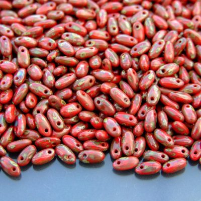 RIZO Czech Pressed Beads Opaque Red Picasso beads mouse