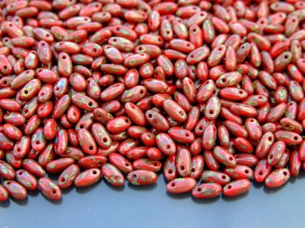 RIZO Czech Pressed Beads Opaque Red Picasso beads mouse
