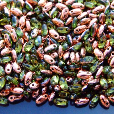 RIZO Czech Pressed Beads Peridot Capri Gold beads mouse