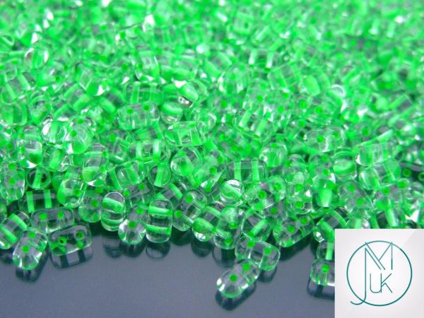 10g Rulla Beads Neon Green Lined Michael's UK Jewellery